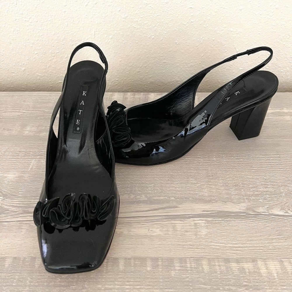 Never Worn Kate Black Leather Sling Back Heel